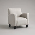 Contemporary Ivory Polyester Armchair with Black Wood Legs, 32.3 x 31.5 x 34.6 in