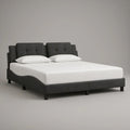 Queen Upholstered Platform Bed Frame, Dark Gray Polyester, 84 x 63 x 44 in, Split Tufted Headboard