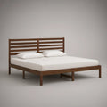 King Solid Rubberwood Platform Bed Frame, Walnut Brown, 81.5 x 77 x 45 in