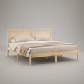 Natural Solid Pine Queen Platform Bed Frame, 85 x 64 x 39 in
