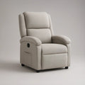 Beige Manual Recliner Armchair with High Back, Polyester Upholstery, 35.4 x 37.8 x 41.3 in.
