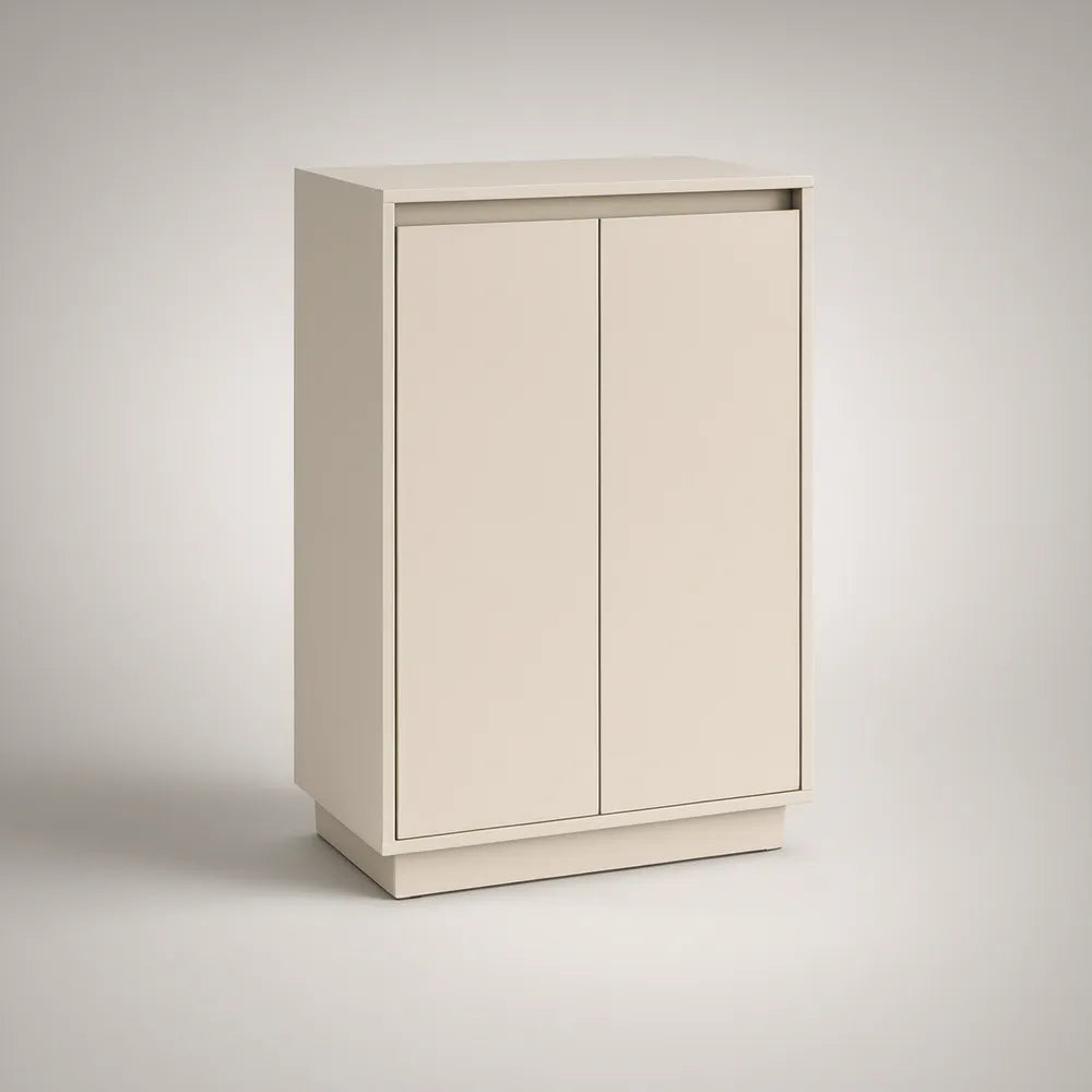Ivory MDF 2-Door Shoe Storage Cabinet, 31.5 x 15.7 x 47.2 in