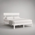 Queen White Engineered Wood Platform Bed Frame with Headboard, Fits 80 x 60 in Mattress